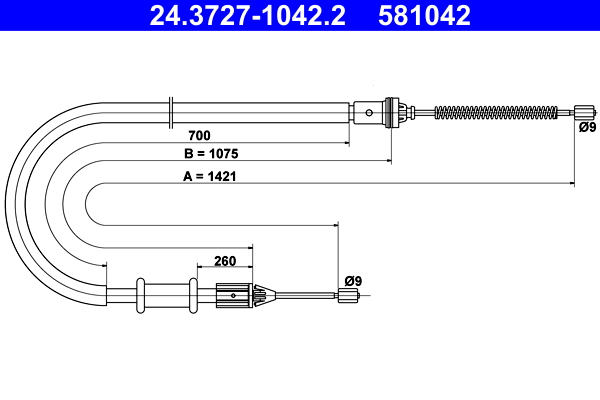 Handremkabel ATE 24.3727-1042.2