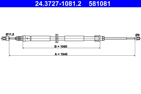 Handremkabel ATE 24.3727-1081.2