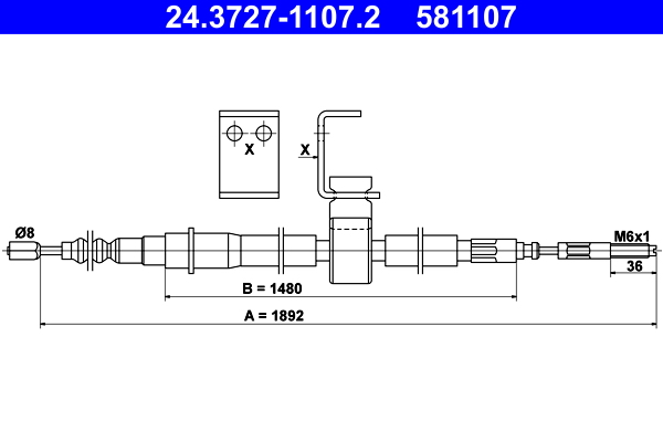 Handremkabel ATE 24.3727-1107.2