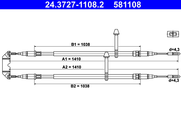 Handremkabel ATE 24.3727-1108.2