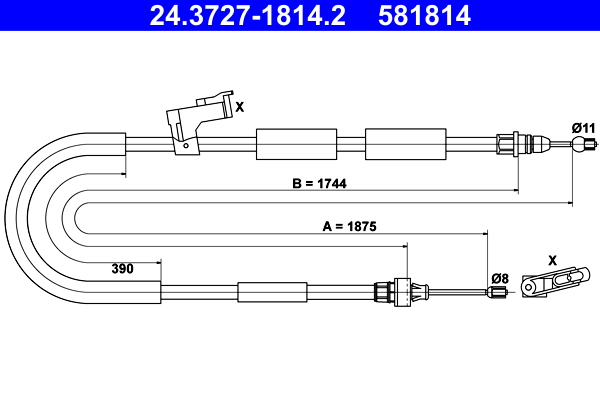 Handremkabel ATE 24.3727-1814.2