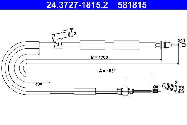 Handremkabel ATE 24.3727-1815.2