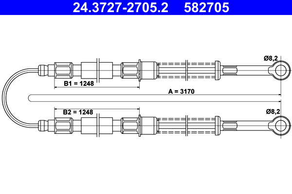 Handremkabel ATE 24.3727-2705.2