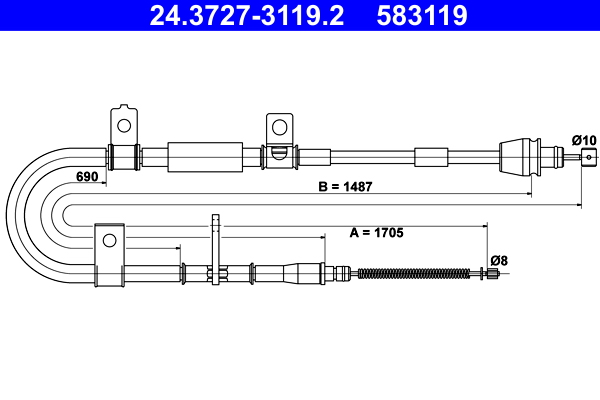 Handremkabel ATE 24.3727-3119.2