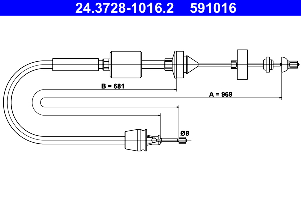 Koppelingskabel ATE 24.3728-1016.2