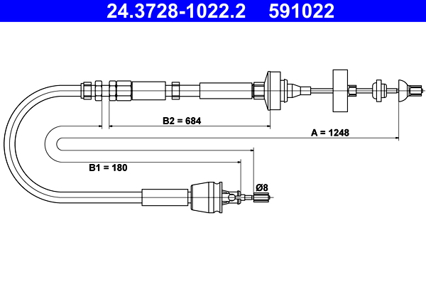 Koppelingskabel ATE 24.3728-1022.2