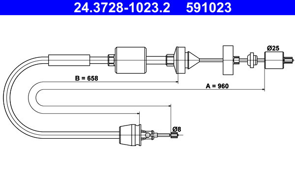 Koppelingskabel ATE 24.3728-1023.2