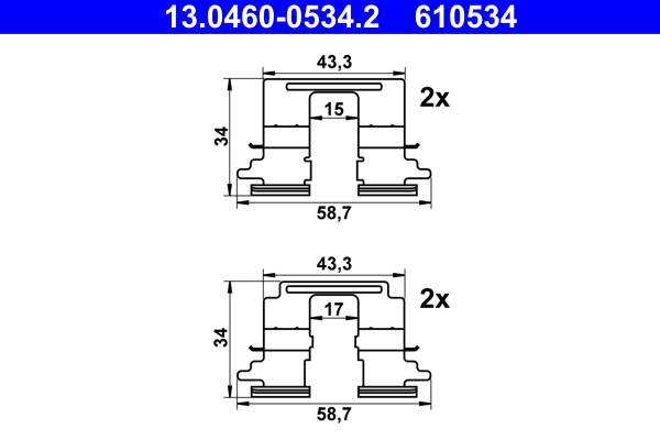 Rem montageset ATE 13.0460-0534.2