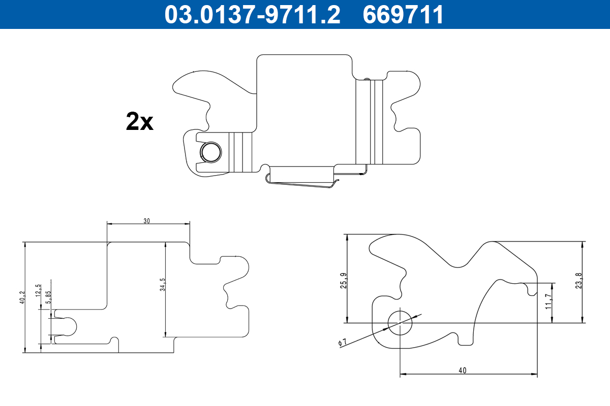 Toebehoren, parkeerremschoen ATE 03.0137-9711.2