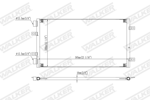 Condensor, airconditioning Walker WCD00442