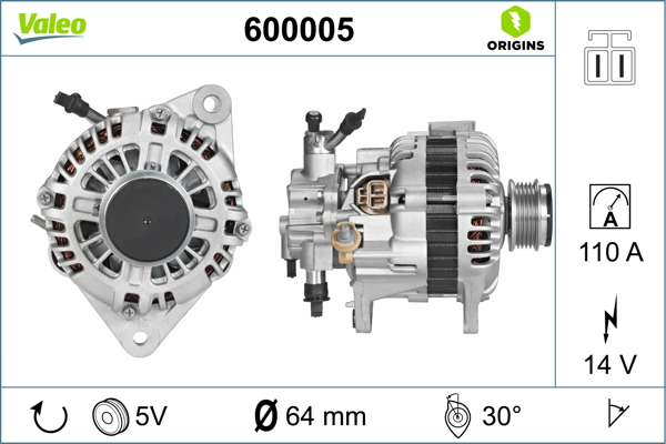 Alternator/Dynamo Valeo 600005