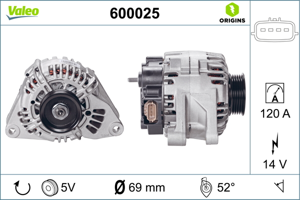 Alternator/Dynamo Valeo 600025