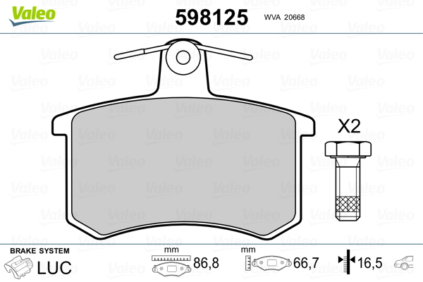 Remblokset Valeo 598125