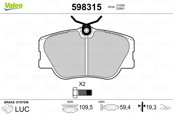 Remblokset Valeo 598315