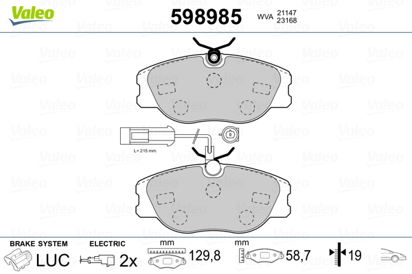 Remblokset Valeo 598985