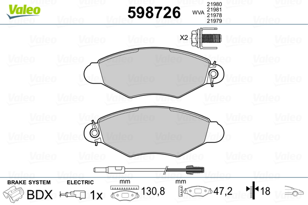 Remblokset Valeo 598726