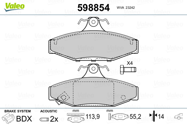 Remblokset Valeo 598854