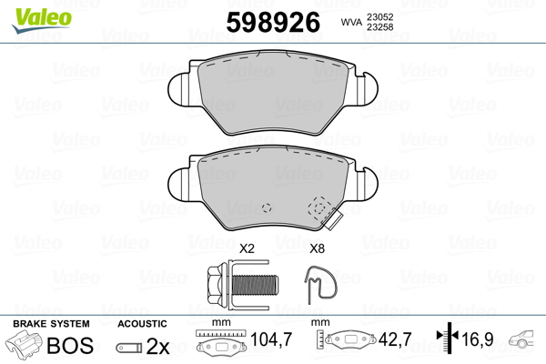 Remblokset Valeo 598926