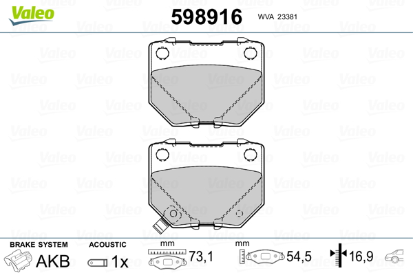 Remblokset Valeo 598916