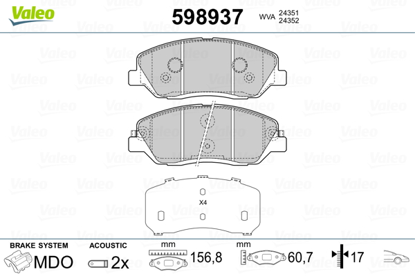 Remblokset Valeo 598937