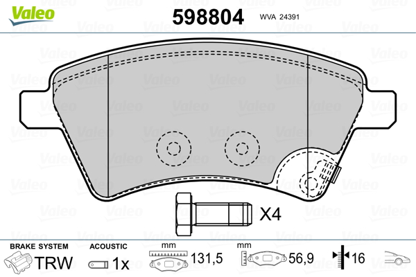 Remblokset Valeo 598804