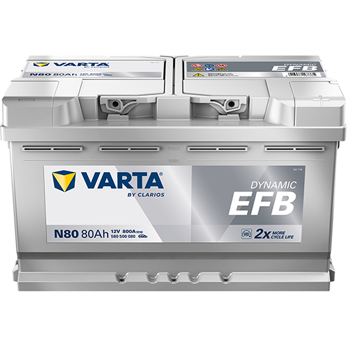 Varta DYNAMIC EFB N80 - 580500080K262 - 4016987152324 - 4016987167335 - 115EFB - 12V 800A 80Ah - 580500080 - 709250  - Blue Dynamic EFB - 580500080D842 - 659544