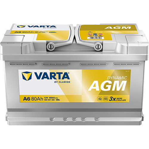 Varta DYNAMIC AGM A6 - 580901080K262 - 4016987144510 - 4016987167243 - 115AGM - 12V 800A 80Ah - 580901080 - 709253 - Silver Dynamic AGM F21 - 580901080D852 - 611637