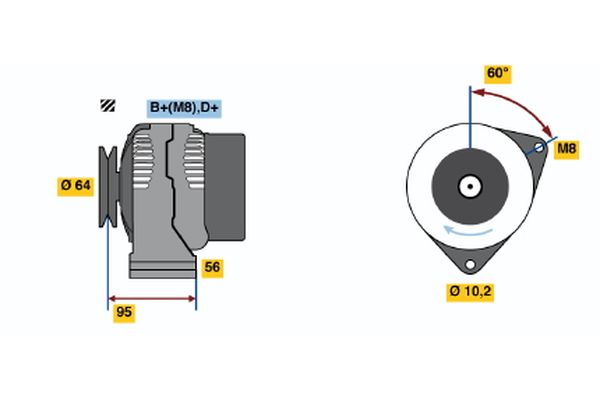 Alternator/Dynamo Bosch 0 986 038 710