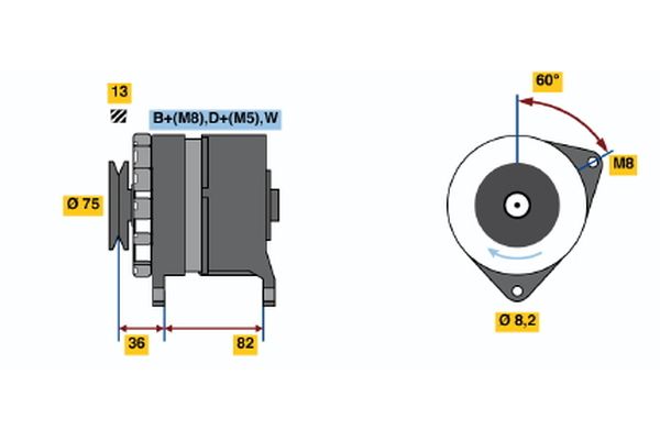Alternator/Dynamo Bosch 0 986 036 050