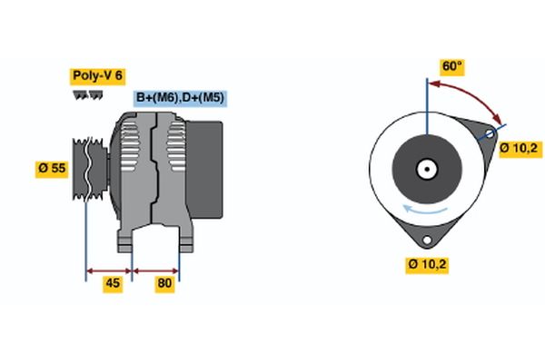 Alternator/Dynamo Bosch 0 986 038 030