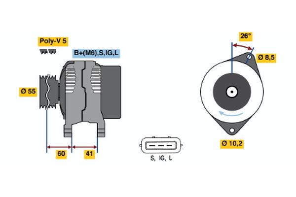 Alternator/Dynamo Bosch 0 986 041 160