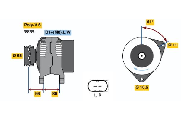 Alternator/Dynamo Bosch 0 124 510 001