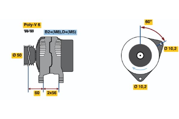 Alternator/Dynamo Bosch 0 986 041 250