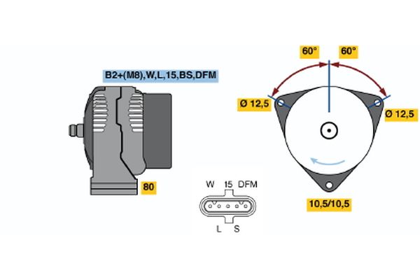 Alternator/Dynamo Bosch 0 124 555 032