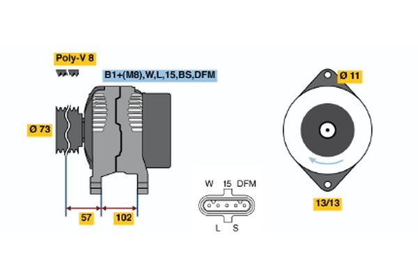 Alternator/Dynamo Bosch 0 124 655 021