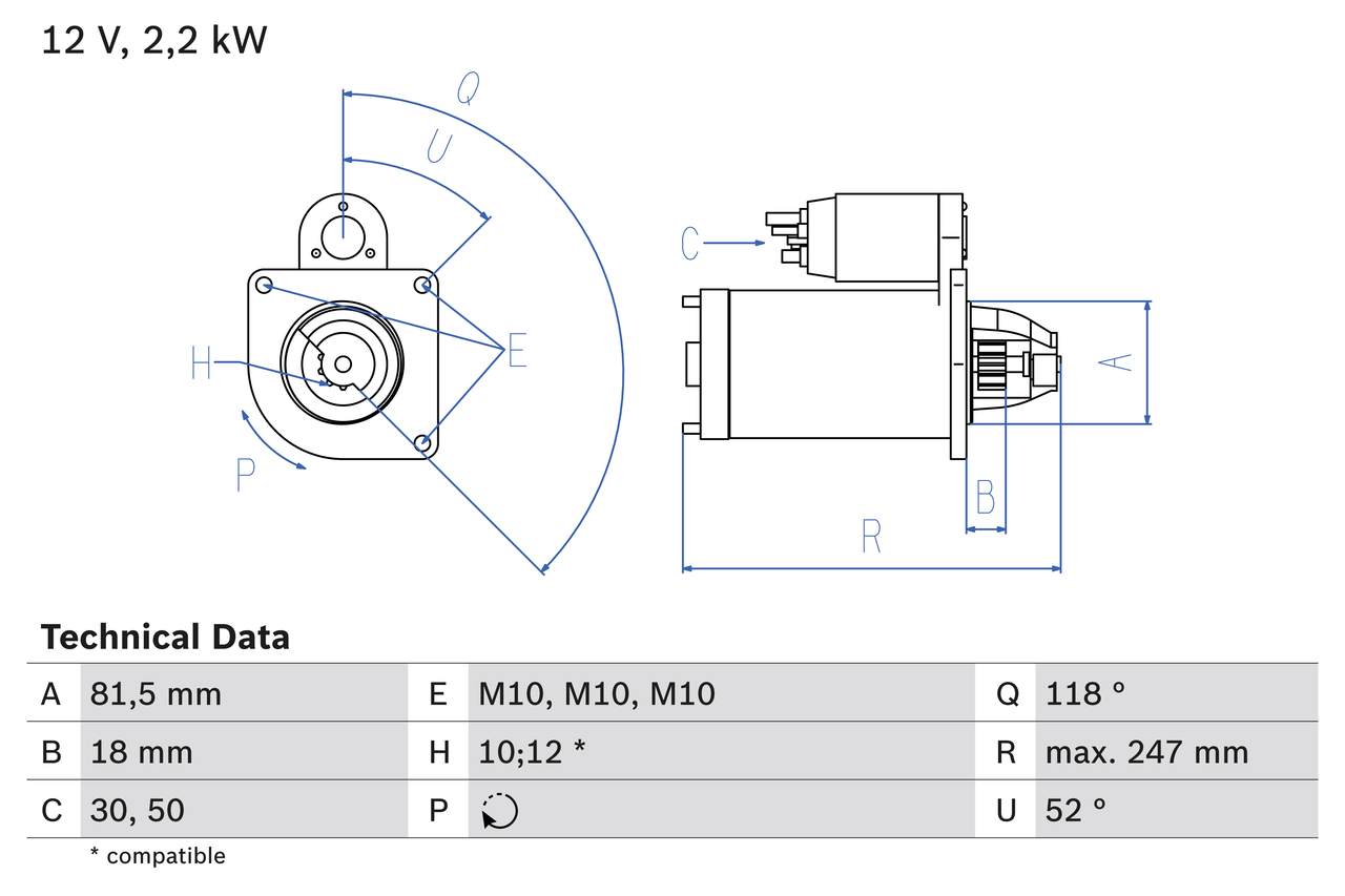 Starter Bosch 0 986 023 180