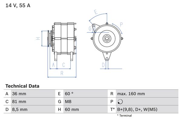 Alternator/Dynamo Bosch 0 986 036 020