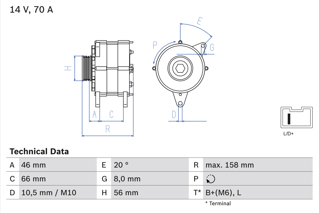Alternator/Dynamo Bosch 0 986 036 851