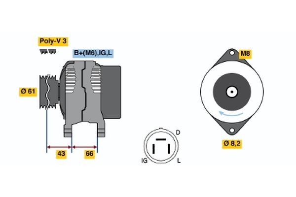 Alternator/Dynamo Bosch 0 986 038 471