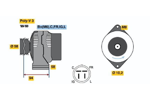 Alternator/Dynamo Bosch 0 986 038 551