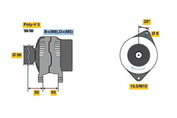 Alternator/Dynamo Bosch 0 986 038 801