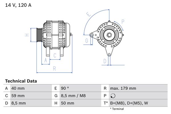 Alternator/Dynamo Bosch 0 986 038 950