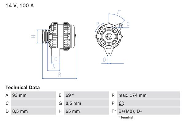 Alternator/Dynamo Bosch 0 986 039 180