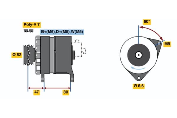 Alternator/Dynamo Bosch 0 986 039 881