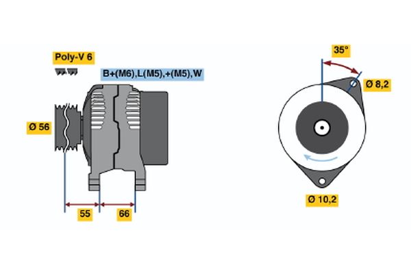 Alternator/Dynamo Bosch 0 986 040 001
