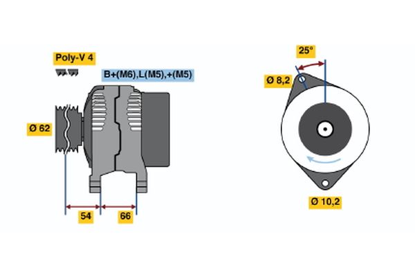 Alternator/Dynamo Bosch 0 986 040 011