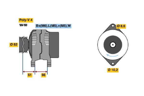 Alternator/Dynamo Bosch 0 986 040 161