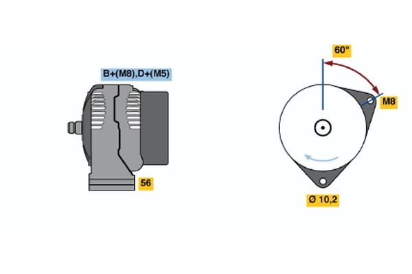 Alternator/Dynamo Bosch 0 986 040 190