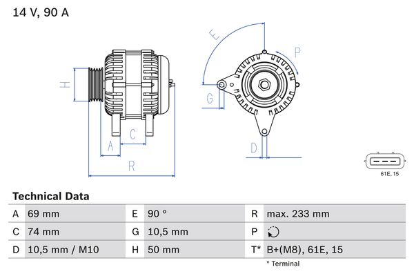 Alternator/Dynamo Bosch 0 986 040 390