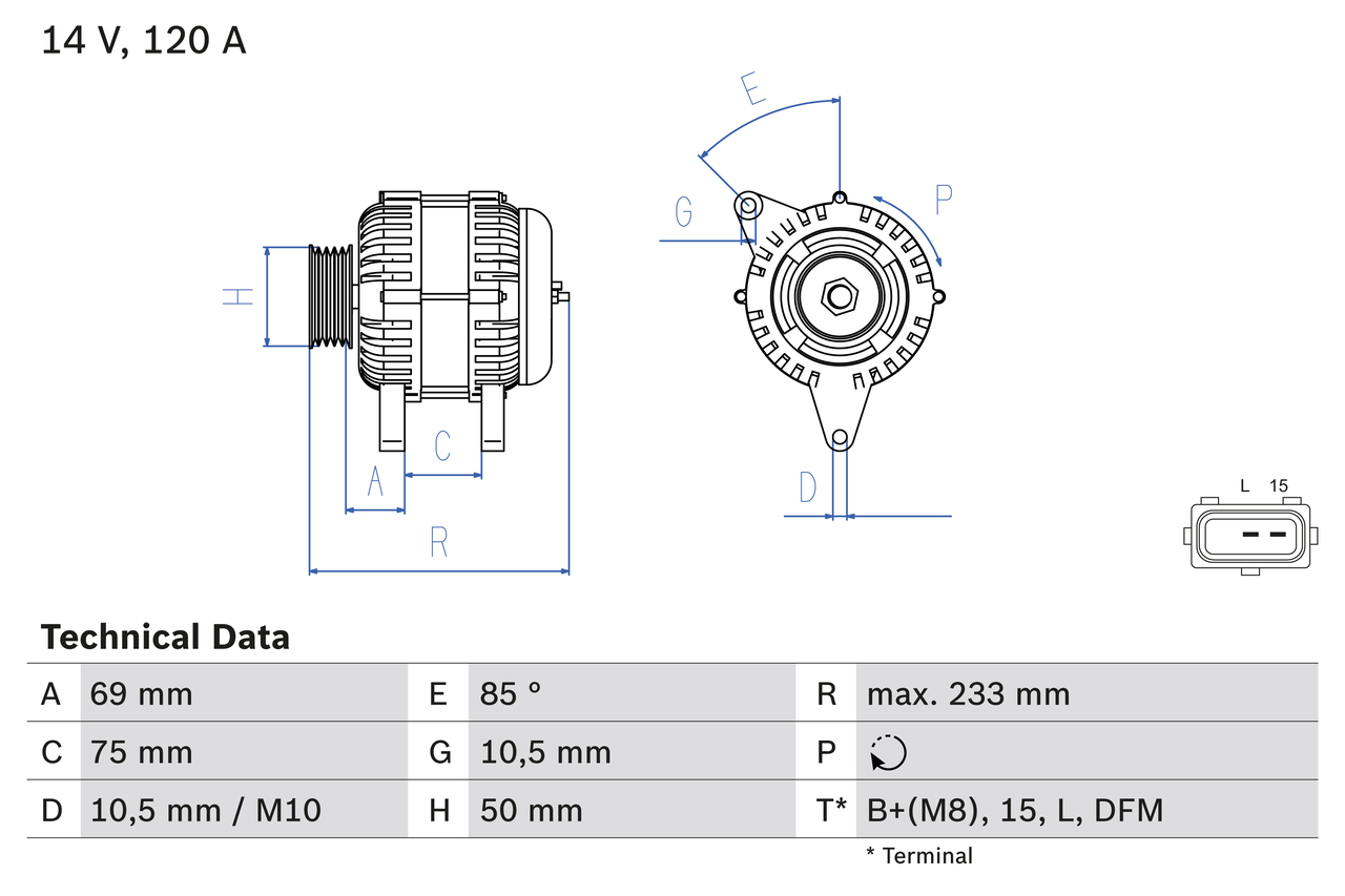 Alternator/Dynamo Bosch 0 986 041 810